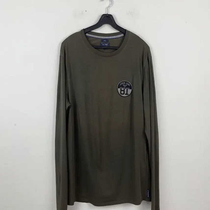 [BUNJANG] Armani Jeans Khaki Emblem Long Sleeve T-Shirt L / 아르마니 진스 카키 엠블럼 롱슬리브 긴팔티 L <297>