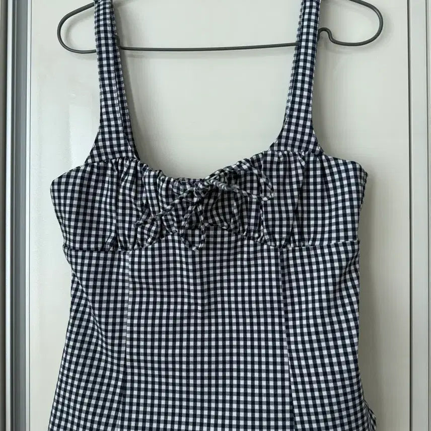 [BUNJANG] Zara Navy Gingham Check Sleeveless Top / 자라 네이비 깅엄 체크 탑
