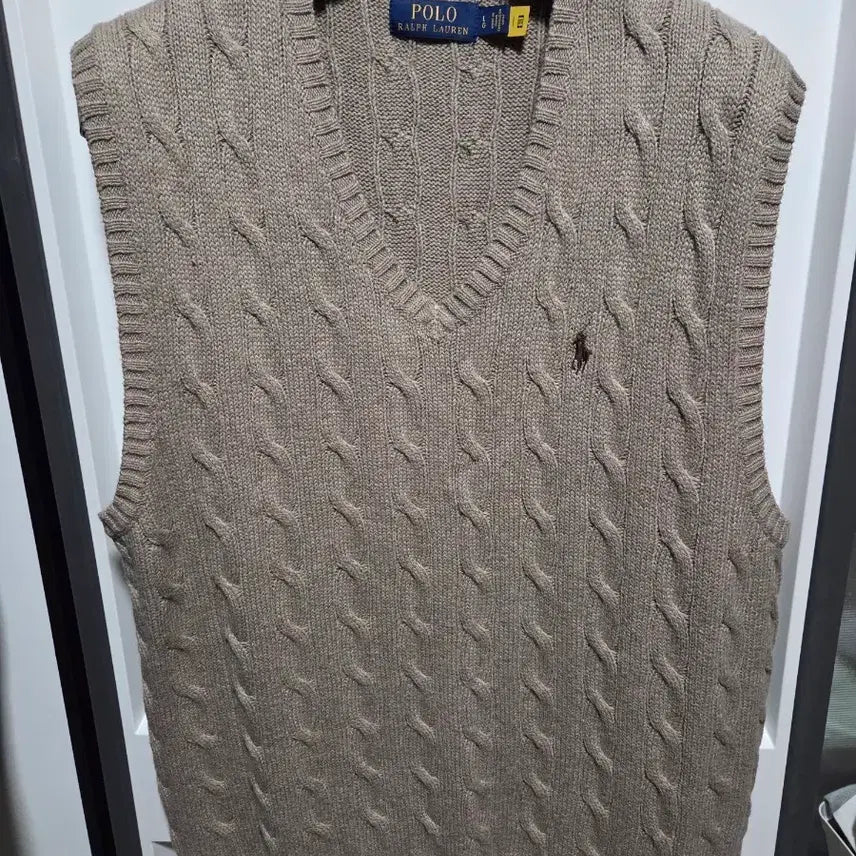 [BUNJANG] Polo Ralph Lauren Cable Knit Vest Beige / 폴로 랄프로렌 케이블 니트 조끼 베이지