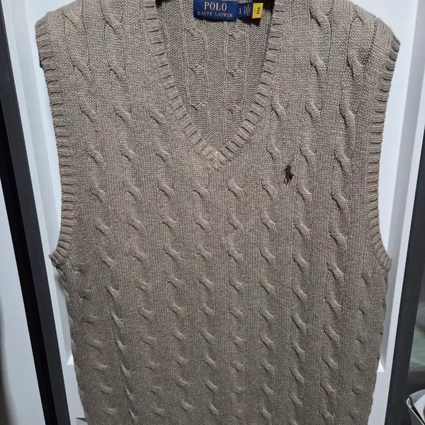 [BUNJANG] Polo Ralph Lauren Cable Knit Vest Beige / 폴로 랄프로렌 케이블 니트 조끼 베이지