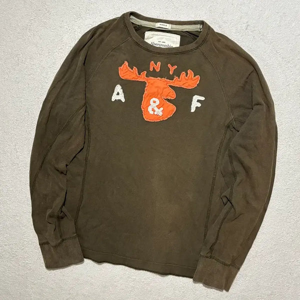 [BUNJANG] Abercrombie & Fitch Khaki Washing Point Long Sleeve / 아베크롬비 희귀 카키 워싱포인트 롱슬리브