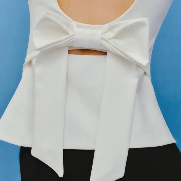 [BUNJANG] ZARA White Back Ribbon Top / 자라 백 리본 탑