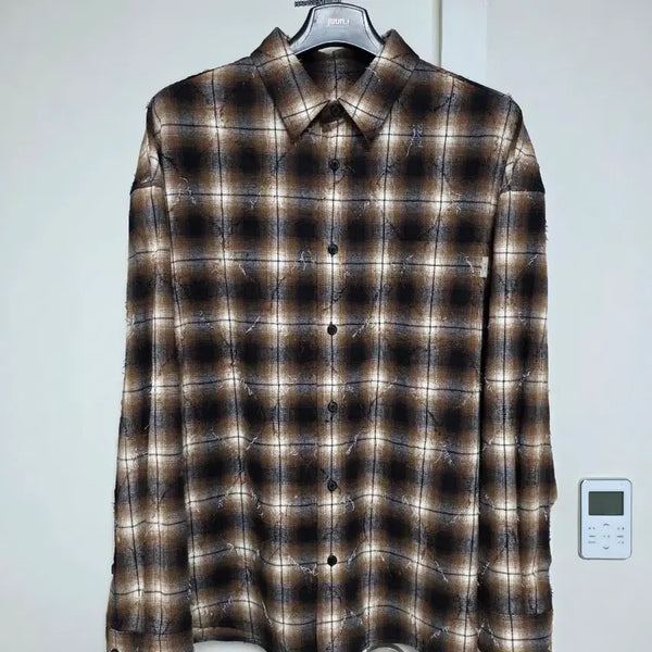 [BUNJANG] Juun.J Argyle Check Flannel Shirt Brown 46 / 준지/아가일 체크 셔츠 브라운/46