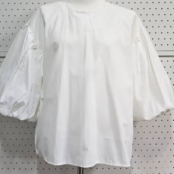 [BUNJANG] Volume Sleeve Blouse - White / (새상품)볼륨 소매 블라우스 화이트 셔링 퍼프소매 블라우스