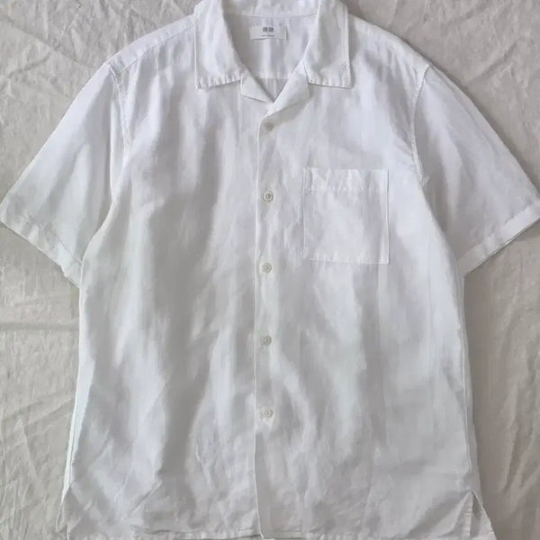 [BUNJANG] Uniqlo Linen Blend Short Sleeve Shirt / 일본 유니클로 반팔 셔츠 일본빈티지