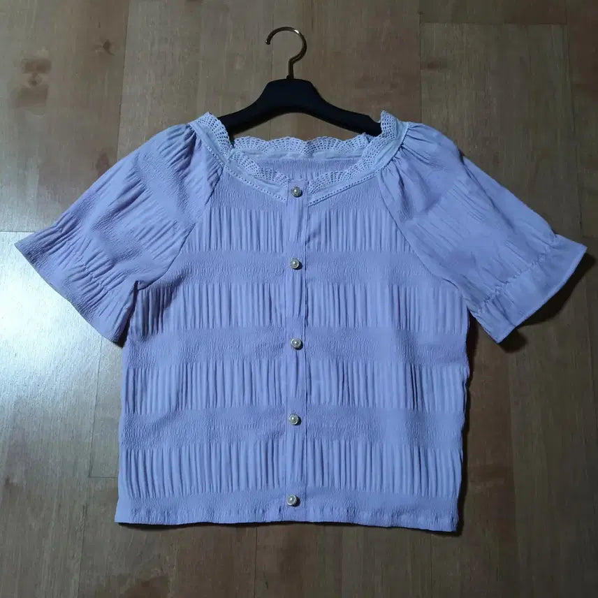 [BUNJANG] Lilac Shirring Blouse / 연보라색 셔링 블라우스