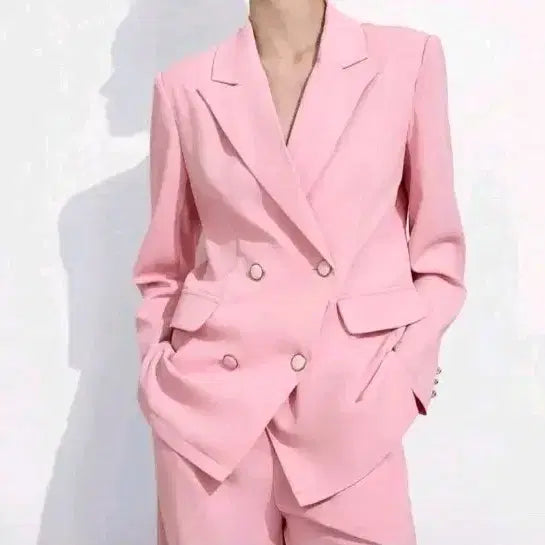 [BUNJANG] Double Button Jacket Pink / 핑크색 더블 버튼 자켓 m