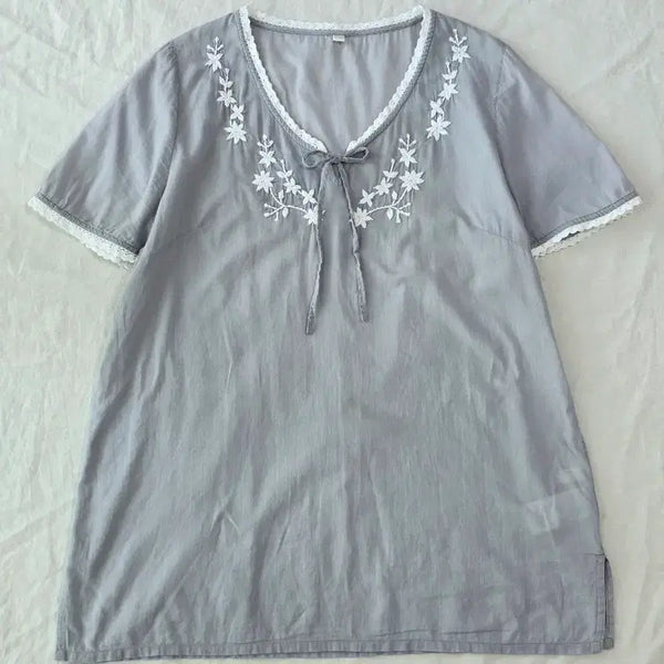[BUNJANG] TOPVALU Mori Girl Embroidered Blouse / TOPVALU 모리걸 자수 바선생 블라우스 일본빈티지