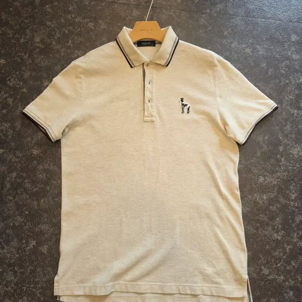 [BUNJANG] Hazzys Men's Polo T-Shirt Ivory/Beige Size 100 / 헤지스 남성 카라 반팔 티셔츠 100