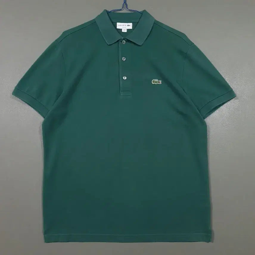 [BUNJANG] Lacoste Green Slim Fit Short Sleeve Polo Shirt / 국내 100) 라코스테 신형 크록 슬림 반팔 카라티 폴로 셔츠 그린