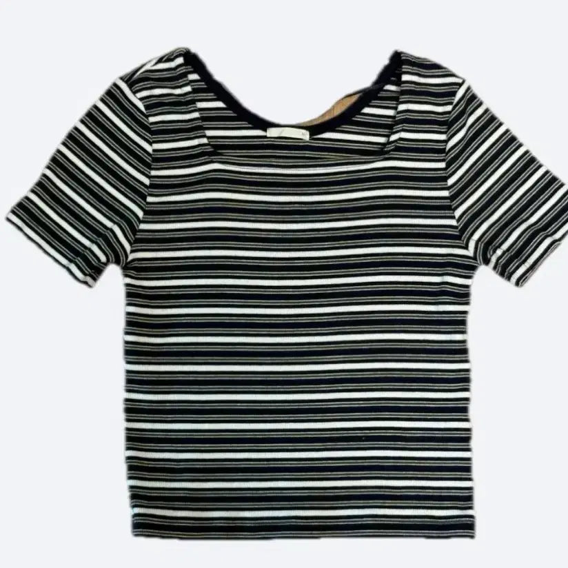 [BUNJANG] GU Striped Cropped T-Shirt / y2k 모리걸 GU 스트라이프 크롭티셔츠 크롭반팔티셔츠