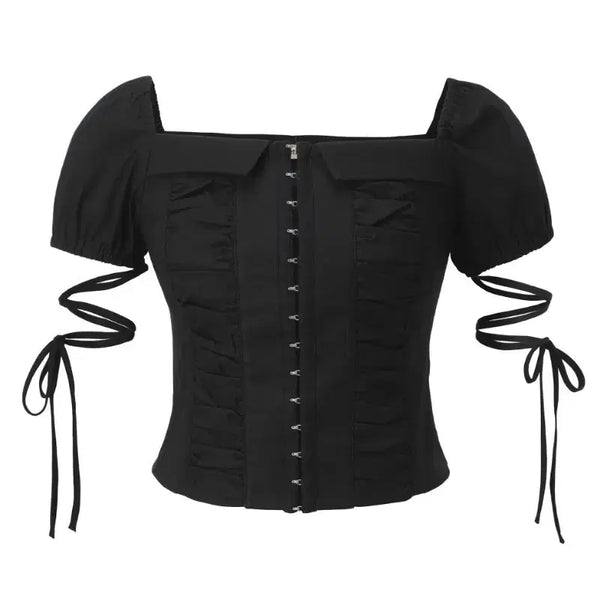 [BUNJANG] threetimes Hook Ribbon Blouse Black / 새상품 쓰리타임즈 threetimes 후크 리본 블라우스 블랙