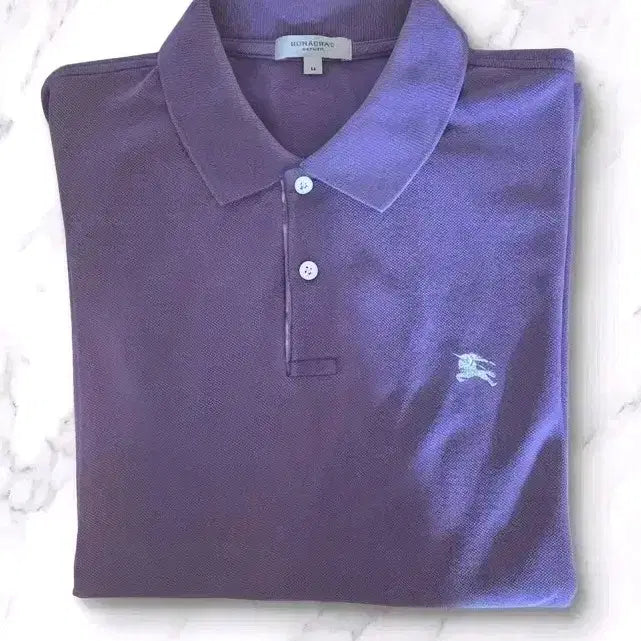 [BUNJANG] Burberry Check Detail Pique Polo Shirt Purple M / [정품] 버버리 체크 디테일 피케 카라티 (퍼플 / M)