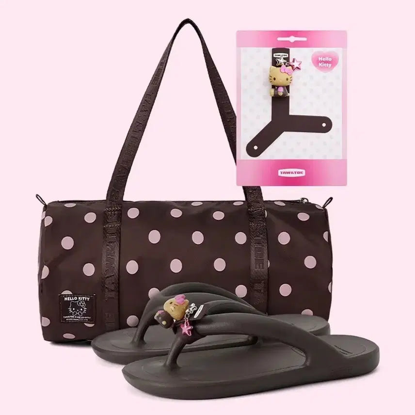 [BUNJANG] Toreandto Hello Kitty Dot Boston Bag and Slipper Set / [새상품] 토앤토 헬로키티 도트 보스턴백 쪼리 세트 240