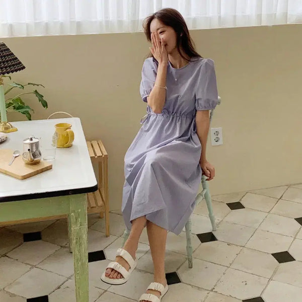[BUNJANG] Tomato Factory Linen Short Sleeve Long Dress / 여름 반팔 롱 원피스 소라 free