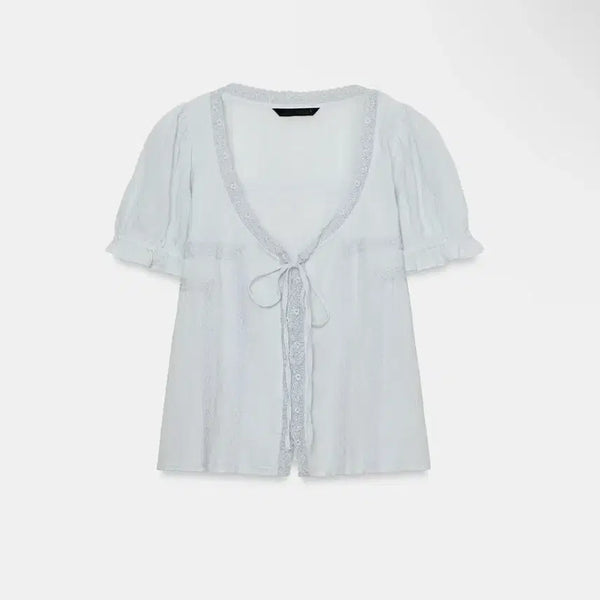 [BUNJANG] Zara Gauze Embroidered Shirt / 자라 거즈 자수 셔츠 M 팝니다 도매택 모리걸