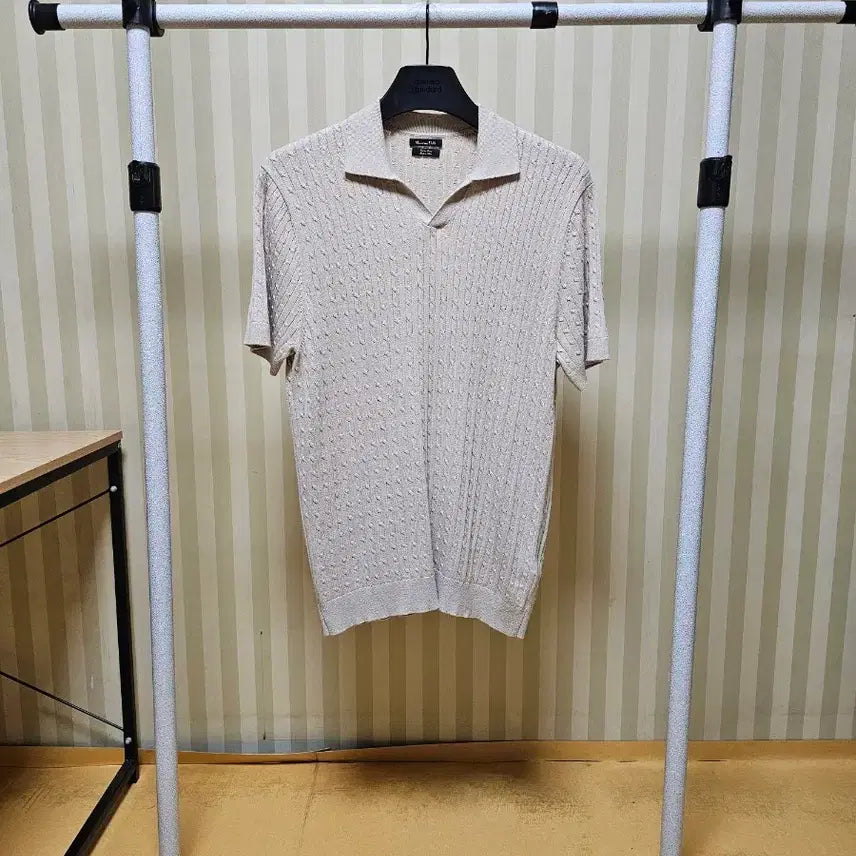 [BUNJANG] Massimo Dutti Knit Cotton Beige Open Collar Cable Knit / 마시모두띠 니트 코튼 M