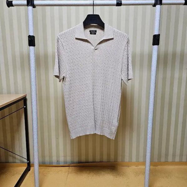 [BUNJANG] Massimo Dutti Knit Cotton Beige Open Collar Cable Knit / 마시모두띠 니트 코튼 M