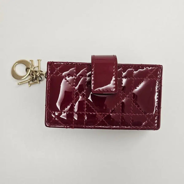 [BUNJANG] Dior Cannage Patent Card Holder Burgundy / 여성지갑