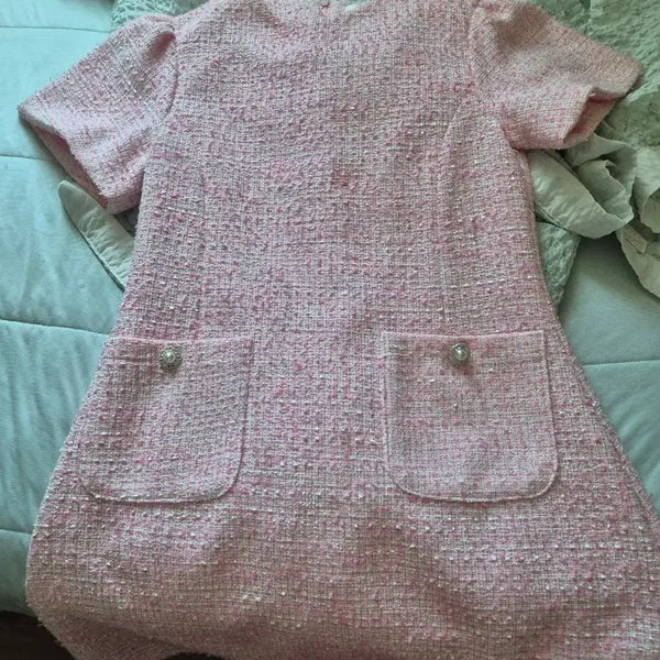 [BUNJANG] Mins Shop Pink Tweed Mini Dress / [판매] 민스샵 핑크 트위드 원피스(여름/가을)