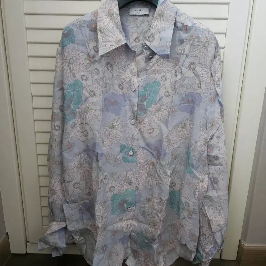 [BUNJANG] Sandro Linen Flower Pattern Shirt / 산드로 린넨 셔츠