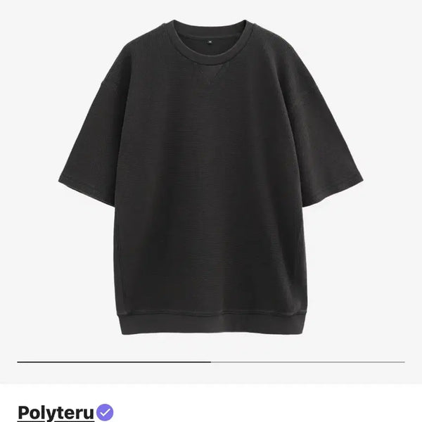 [BUNJANG] Politedo Waffle T-Shirt Black / 폴리테루 와플티 블랙 [3]