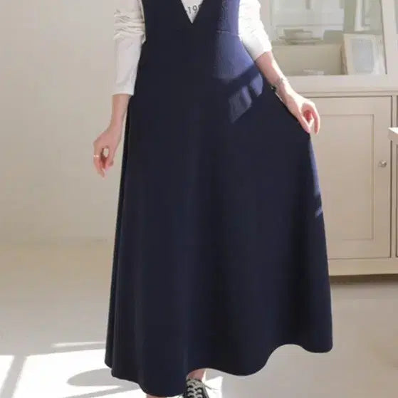 [BUNJANG] Navy Overalls Dress (Bustier Style) / 네이비 멜빵 원피스(뷔스티에)