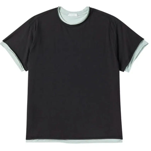 [BUNJANG] Yiyae Layered Short-Sleeve T-Shirt (Black/Mint) - L / yiyae 레이어드 반팔(블랙 민트)-L
