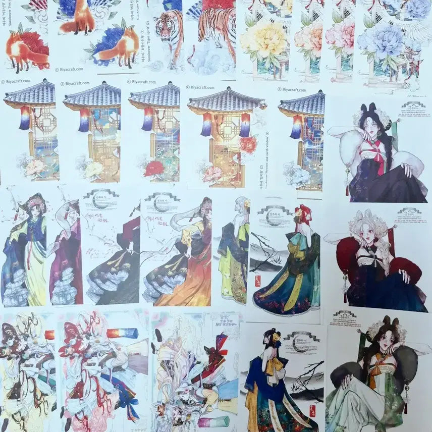 [BUNJANG] Biya Craft Arisol Jinju's Pearl Oriental Style Stickers Bundle Set (72 pcs) / 동양풍 인스 비야크래프트 아리솔 진주의시