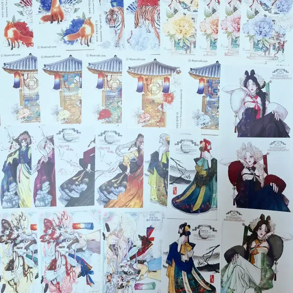 [BUNJANG] Biya Craft Arisol Jinju's Pearl Oriental Style Stickers Bundle Set (72 pcs) / 동양풍 인스 비야크래프트 아리솔 진주의시