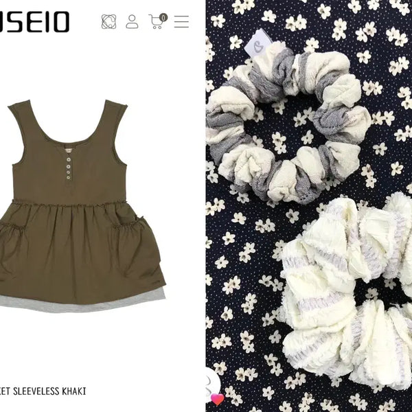 [BUNJANG] KOSEIO Shirring Sleeveless Top & Scrunchie Set / 코이세이오 슬리브리스 + 스크런치