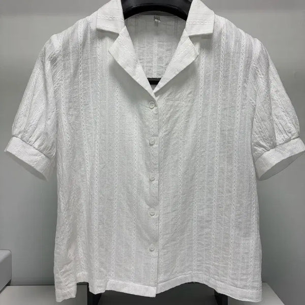 [BUNJANG] Roompacker Cotton Short Sleeve Shirt - White, Free Size / 반팔 셔츠 free사이즈