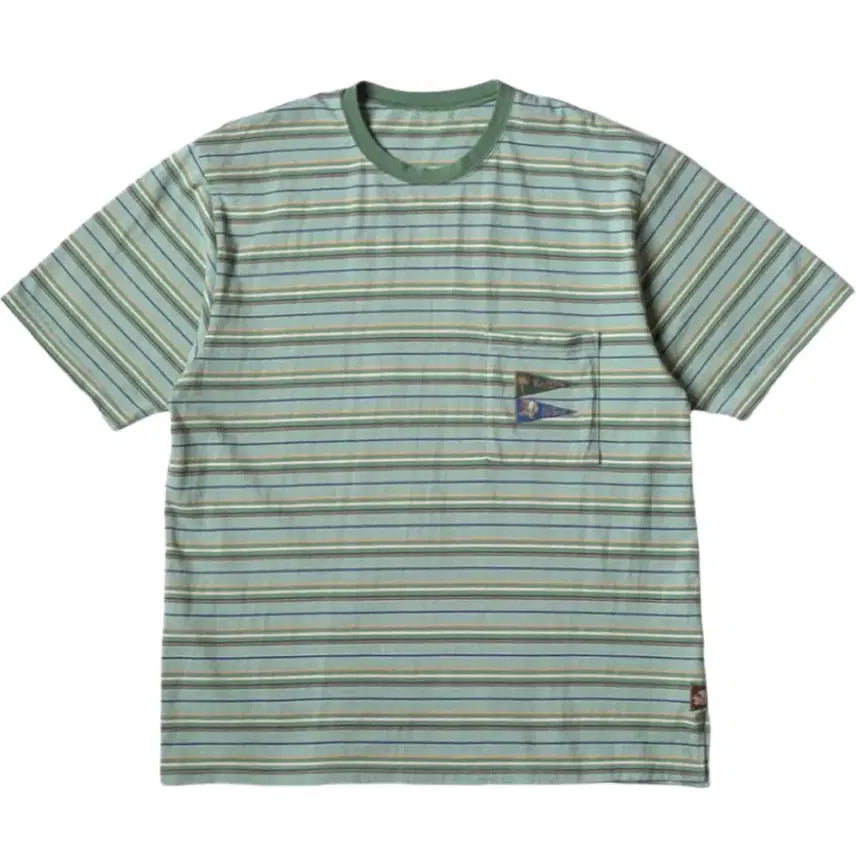 [BUNJANG] Kapital Multi Border Jersey Pendant T-Shirt 3 Flag Mint Green XL / 캐피탈 멀티 보더 저지 패넌트 티셔츠 3플래그 민트 그린