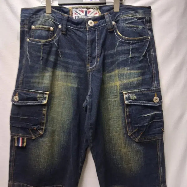 [BUNJANG] Broken Roller Denim Cargo Shorts 36 Inch / 새상품 브로큰 롤러 데님 카고 반바지 36인지