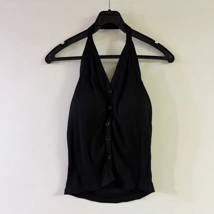 [BUNJANG] Women's Black Halter Neck Tank Top / 새상품 여자 캡 홀터넥 나시 (블랙)