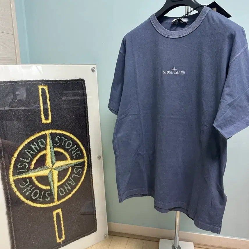 [BUNJANG] Stone Island Garment Dyed Logo Embroidery Short Sleeve T-shirt L / 스톤아일랜드 가먼트다이드 로고자수 반팔티 L (새상품,매장판)