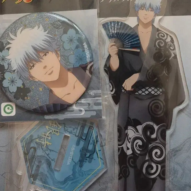 [BUNJANG] Gintama Gintoki Acrylic Stand & Can Badge Set / 은혼 긴토키 아크릴스탠드 캔뱃지