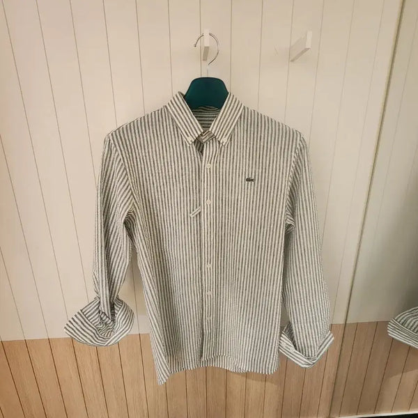 [BUNJANG] Lacoste Linen Blend Stripe Seersucker Shirt / (새상품) 라코스테 린넨 혼방 스트라이프 셔츠 (시어서커)