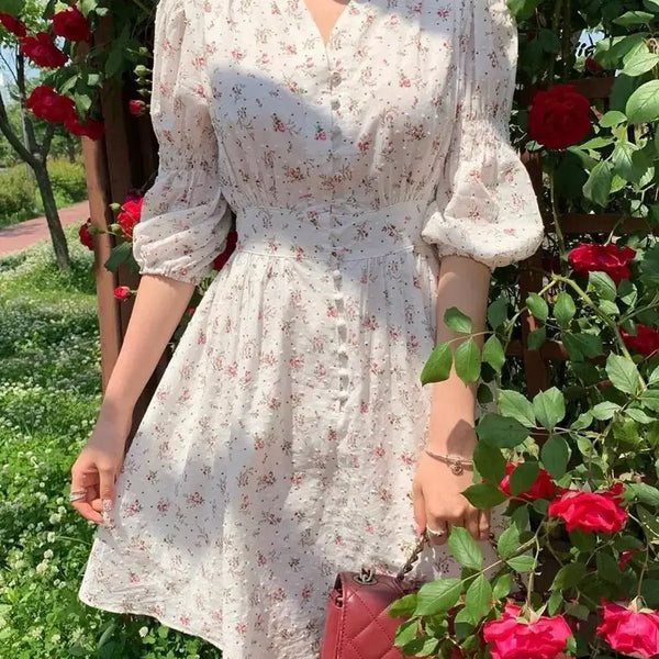 [BUNJANG] Roar Rose Bubble Flower Pattern Dress L / 로아르 로즈버블 플라워 패턴 원피스 L