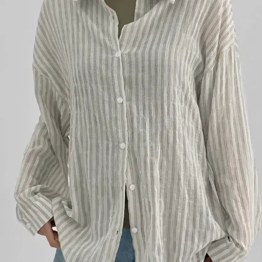 [BUNJANG] Summer See-through Stripe Shirt / 여름 시스루 스트라이프 셔츠