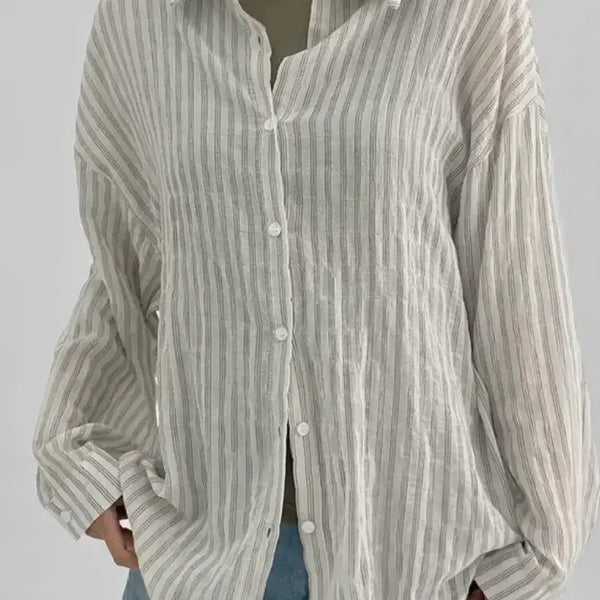 [BUNJANG] Summer See-through Stripe Shirt / 여름 시스루 스트라이프 셔츠