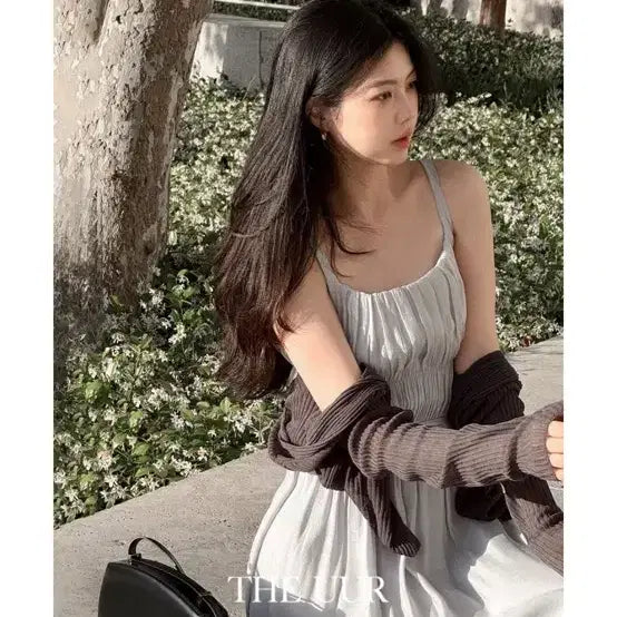 [BUNJANG] UUR Veil Flow Strap Set Dress - Mist Blue / uur 베일 플로우 스트랩 세트 드레스 미스트 블루