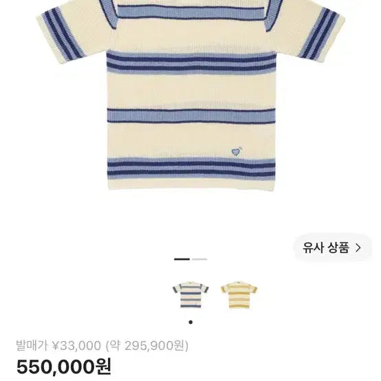 [BUNJANG] Human Made Striped Short Sleeve Knit Blue / 휴먼 메이드 스트라이프 숏슬리브 니트 블루