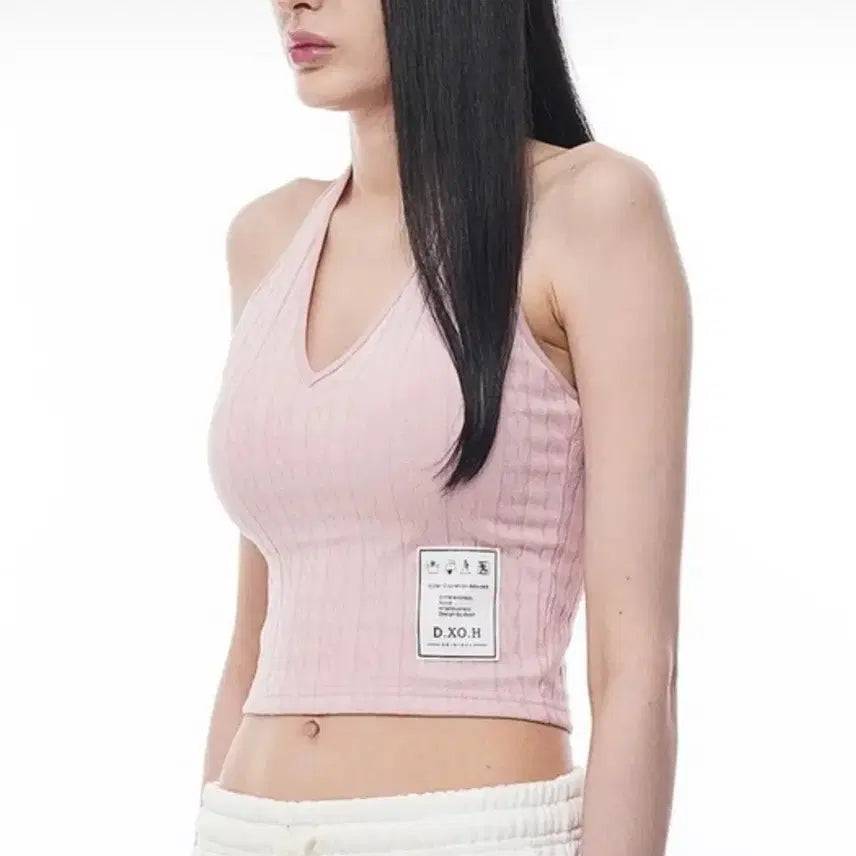 [BUNJANG] D.XO.H Pink Halterneck Knit Sleeveless Top / 디쏘에이치 D.XO.H 핑크 홀터넥 나시 슬리브리스 니트