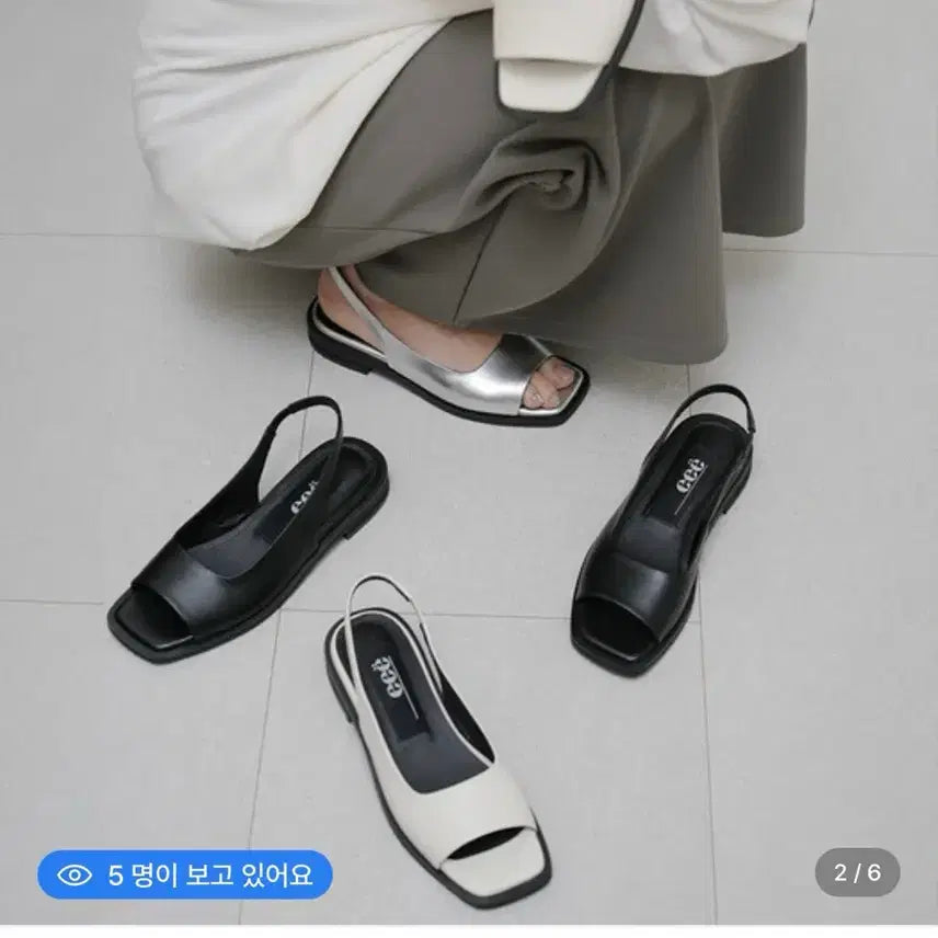 [BUNJANG] Yieyie Noah Square Open Toe Flat Sandals (Black) / 이이에 - 노이 스퀘어 오픈토 플랫 샌들(블랙)