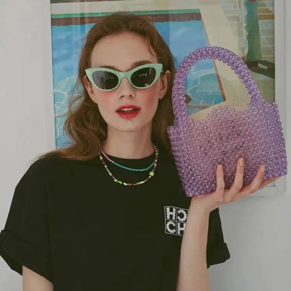 [BUNJANG] Highcheeks Bead Tote Bag Clear / 하이칙스 비즈 토트백