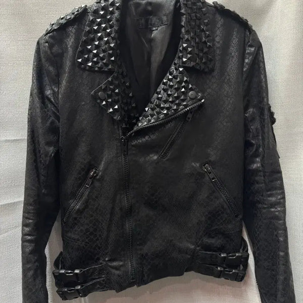 [BUNJANG] By The R Vampi Studded Rider Jacket & Skull Embroidery Pants (Size L/M) / 바이더알 뱀피 스터드 라이더 자켓/ 스컬 자수팬츠 L(M)