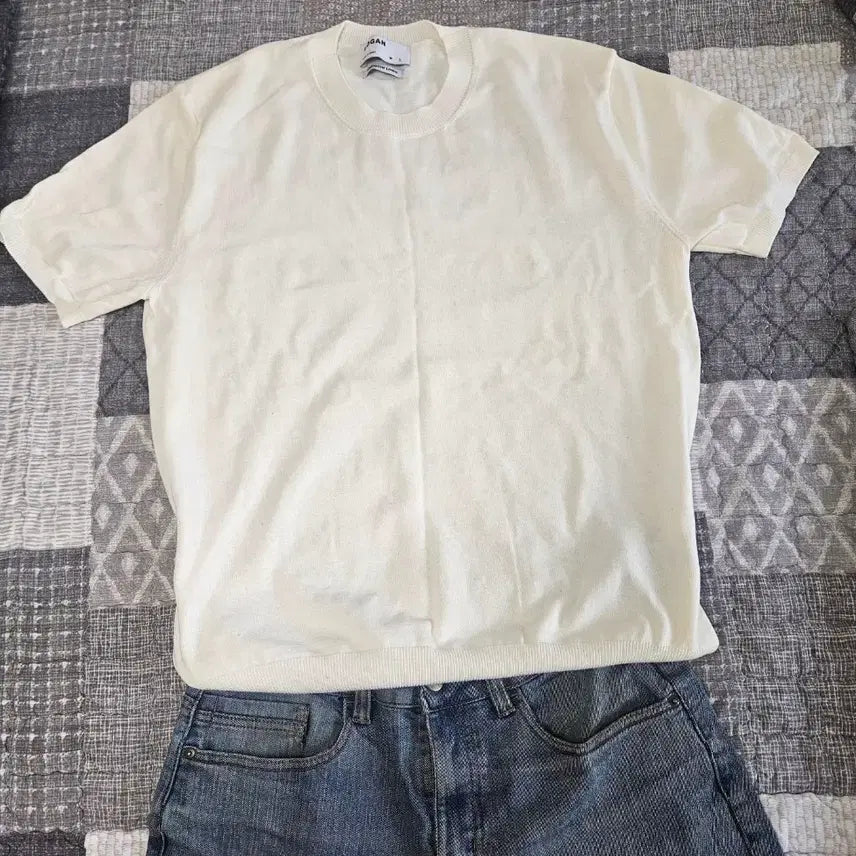 [BUNJANG] Short Sleeve Knit Ivory / 반팔 니트 아이보리