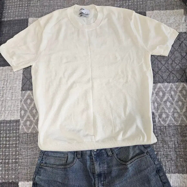 [BUNJANG] Short Sleeve Knit Ivory / 반팔 니트 아이보리