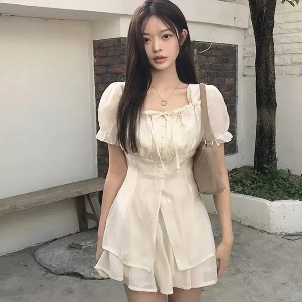[BUNJANG] Perfume Waist Tie Skirt Pants Set / 새상품)하객룩 여름 상하의세트 퍼퓸 허리끈 치마바지 편한 원피스 드레스 트위드